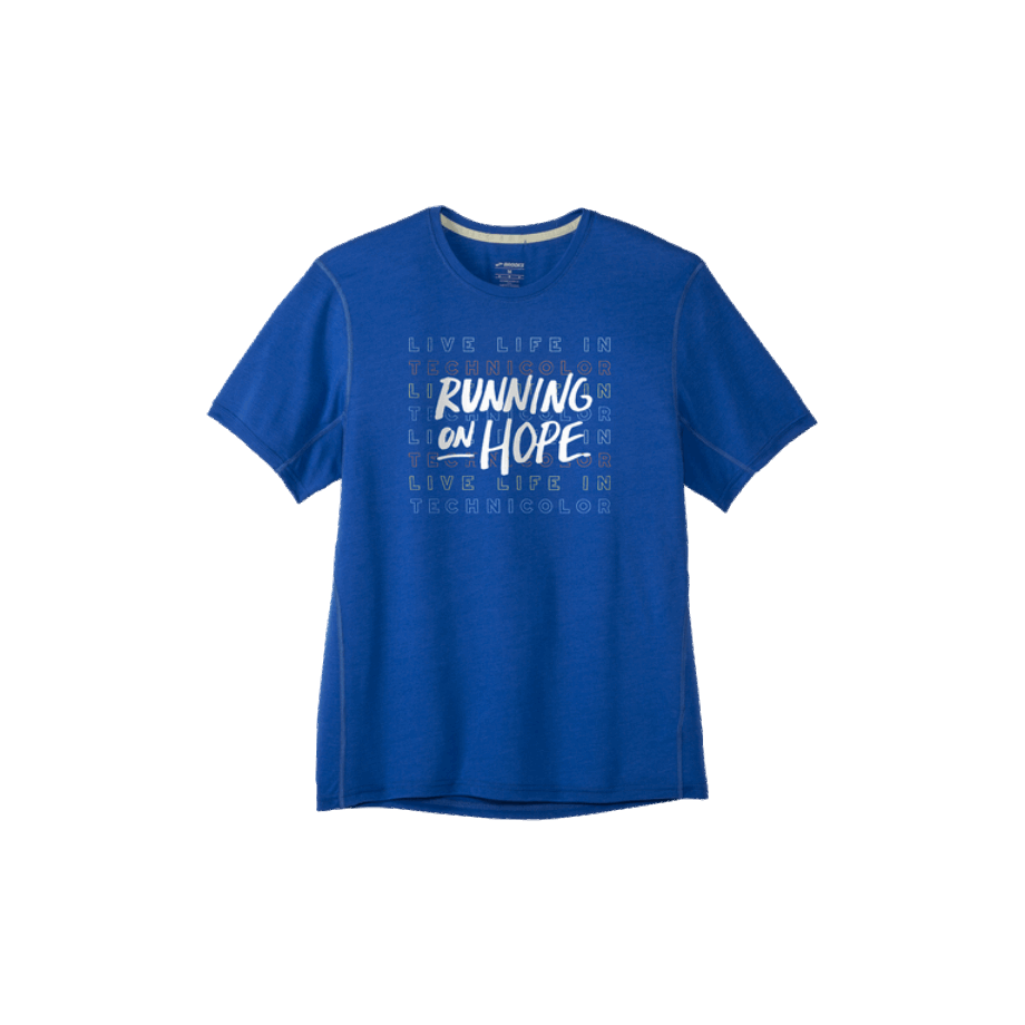 Brooks Blg22 Distancia Gráfico Manga Corta Heather Bluetiful