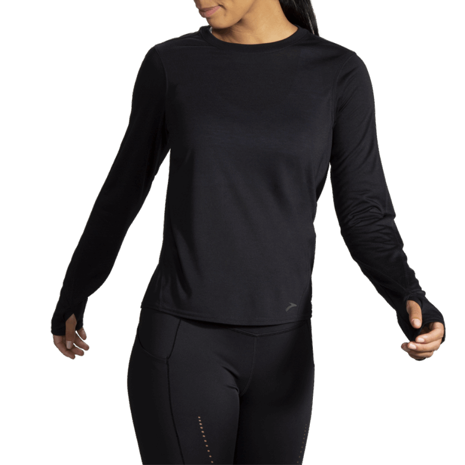 Brooks Distance Manga Larga Mujer Negro
