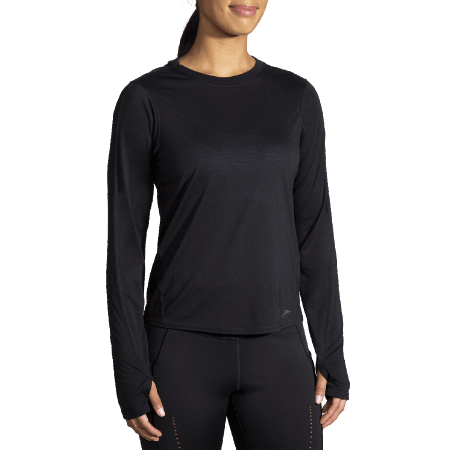 Brooks Distance Manga Larga Mujer Negro